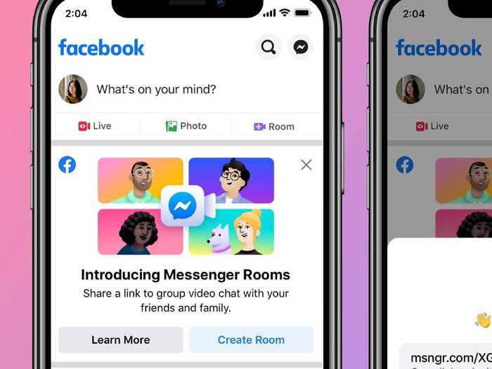 Facebook clearly seems to be prioritizing Messenger Rooms, showing them at the top of the news feed.