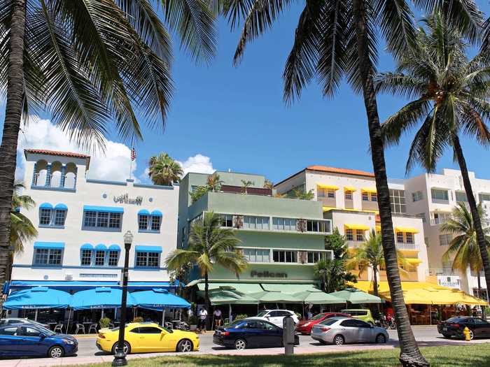 Ocean Drive is the main drag in Miami Beach and one of the most well-known South Florida neighborhoods thanks to its Art Deco architecture.