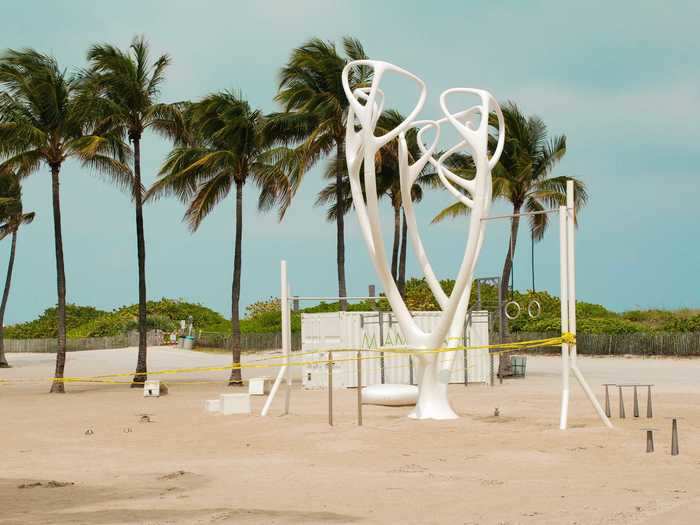 Fitness influencers usually flock to Muscle Beach, an outdoor gymnasium and tourist attraction in Lummus Park, but it has been roped off by caution tape.