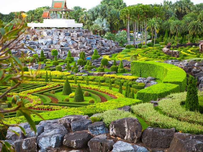 The Nong Nooch Tropical Botanical Garden is home to a miniature version of Stonehenge in Pattaya, Thailand.