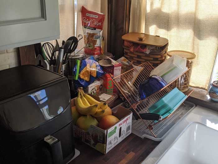 "The kitchen counter is packed during these times," they said, adding that they utilize window sills to open up the little counter space they have. They also have a basket for extra storage on top of their window sill.