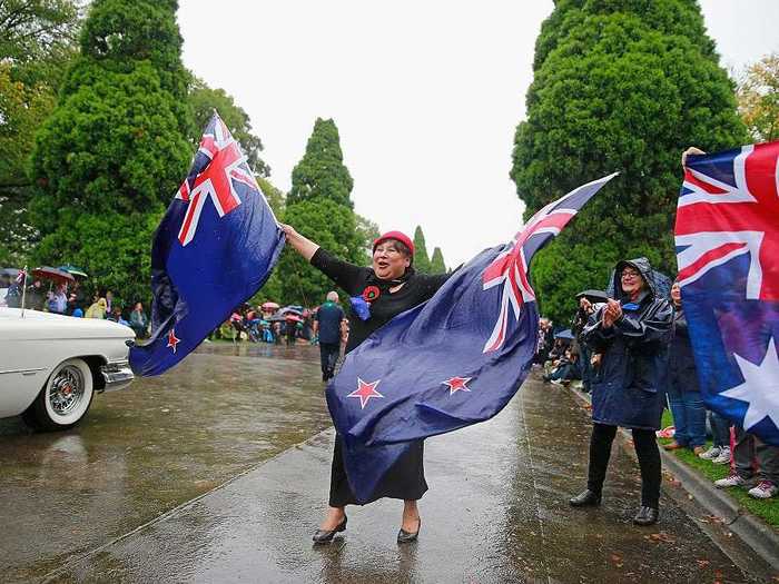 People in attendance usually wave Australian and New Zealand flags to show their support.