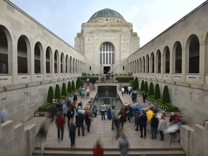 After the ceremony, attendees typically stream into the memorial