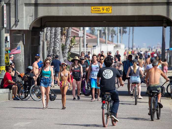 Huntington Beach, just north of Newport Beach, was also packed over the weekend despite foggy conditions. However, the pier, beach parking lots, and some metered parking were closed.