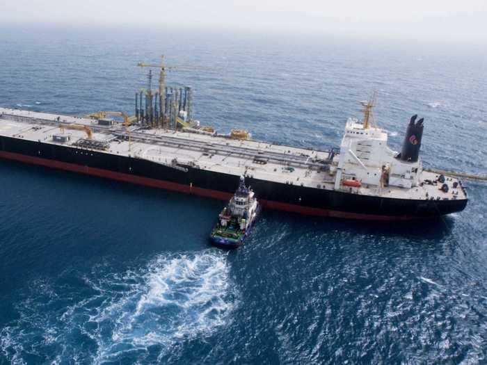 There are also about 20 supertankers, like the one pictured here, headed from Saudi Arabia to the Gulf of Mexico