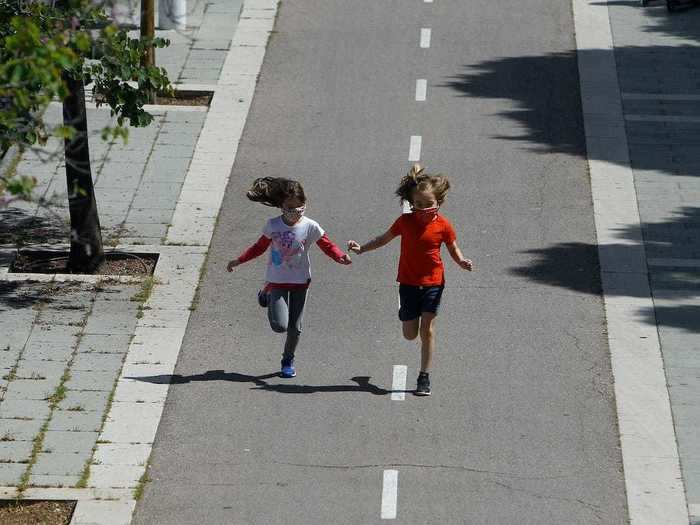 After six weeks in lockdown, children in Spain can head outdoors.