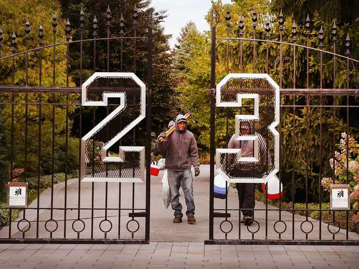 The home has the number 23 on the entry gate as a nod to Jordan