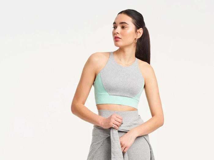 A moisture-wicking sports bra