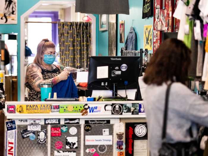 Several stores quickly followed suit, like this thrift store in Columbia, South Carolina ...