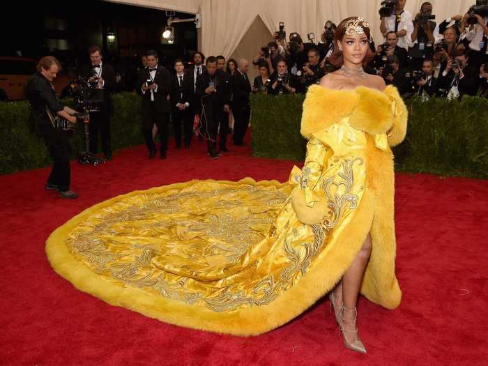 Rihanna basically won the red carpet (and unintentionally became a meme) back in 2015 with this bright yellow, fur-trimmed cape designed by Guo Pei.