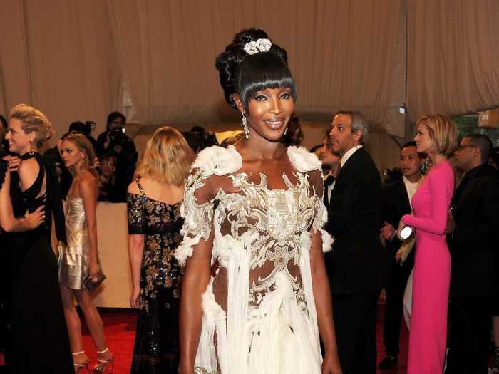 Also honoring Alexander McQueen, supermodel Naomi Campbell opted for a white McQueen gown in 2011.