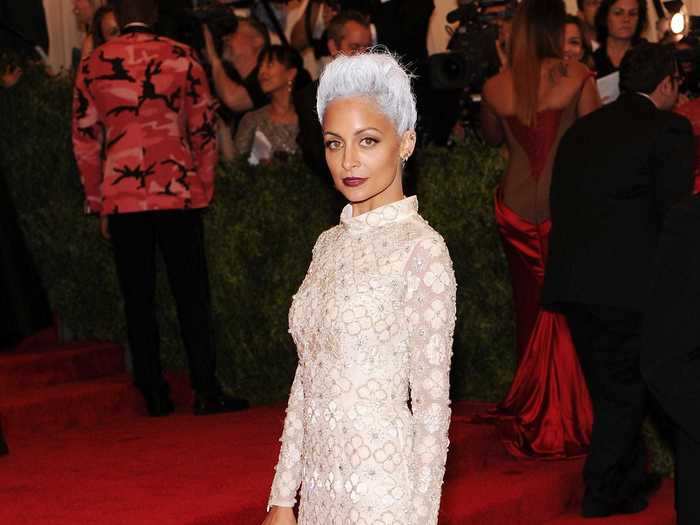 Nicole Richie also embraced the punk theme at the 2013 Met Gala by dyeing her hair this ghostly silver-gray color.