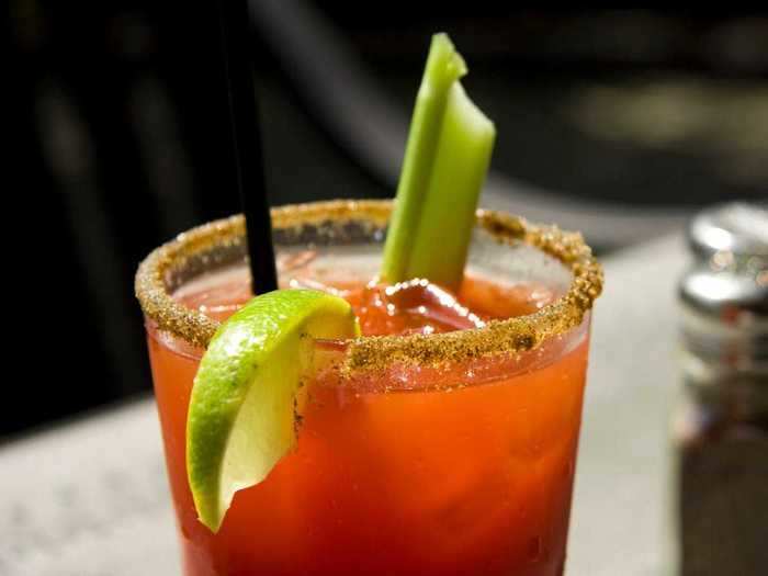 Bloody marys are best enjoyed while dining out.