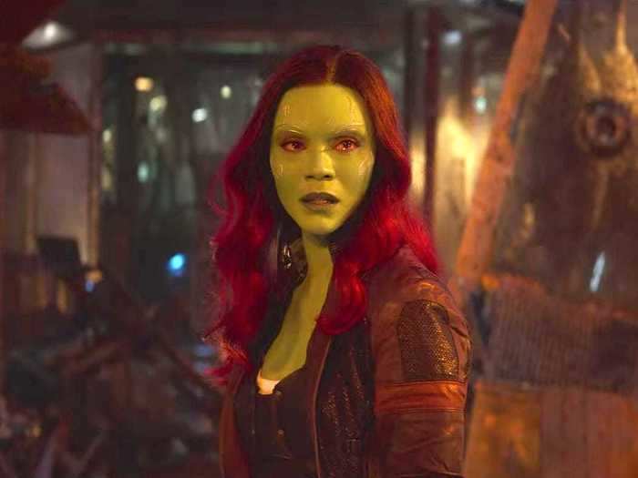 There are two subtle shots in the movie where Gamora "silently absorbs" the presence of Thanos.