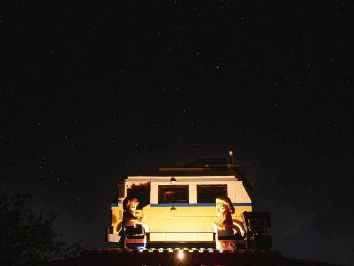 At the end of the day, the couple parked up their camper van under the stars and watched the night sky by firelight (a low-burning candle).