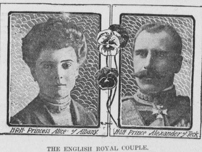 February 10, 1904: Princess Alice (daughter of Prince Leopold — fourth son of Queen Victoria) married Prince Alexander of Teck at St George