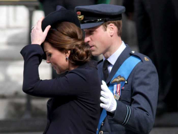 In 2015, shortly before Middleton gave birth to Princess Charlotte, Prince William was again seen with his hand on his wife