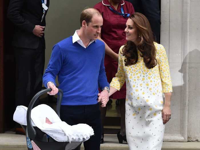 Shortly after giving birth in 2015, Middleton was seen holding Prince William