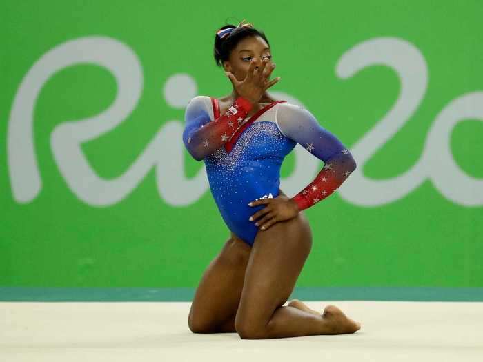 The original floor exercise "Biles" — which she introduced in 2013 — features a backward, double laid-out salto with a one-half twist.