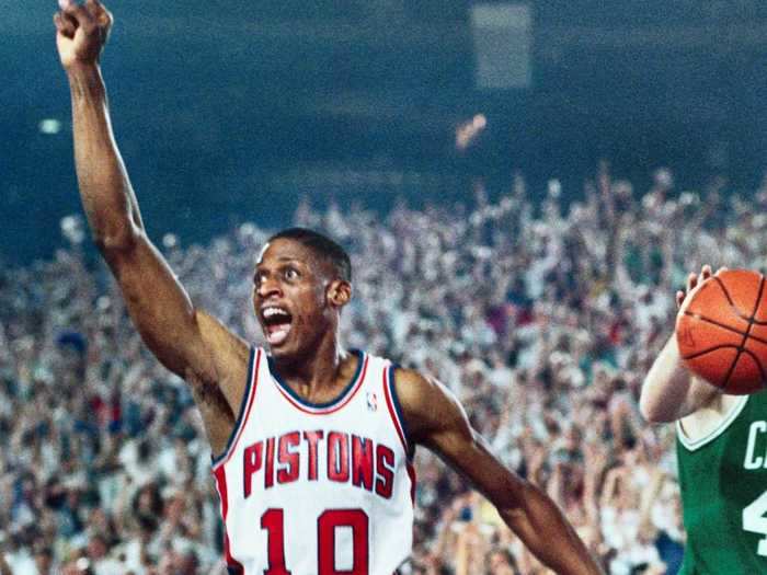 Rodman became a key cog on the "Bad Boy" Pistons, known for their rough, physical style of play. The Pistons made three straight Finals appearance from 1987-1990, winning the championship in 1989 and 1990.