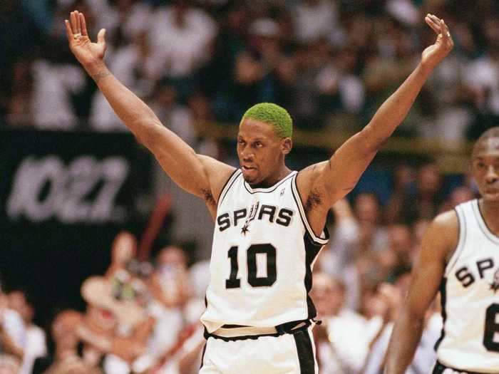 Rodman described himself as an "entertainer" in San Antonio, frequently changing his hair color, dressing differently, and showing more of his personality.