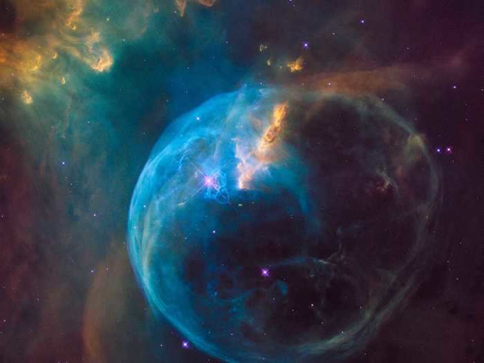 The Bubble Nebula is an emission nebula located 8,000 light-years away from Earth.