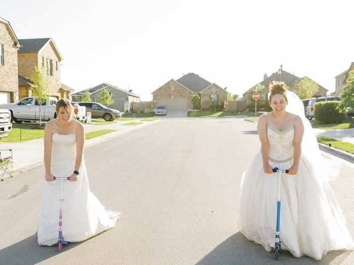 A group of friends in Texas decided to have a photo shoot in their wedding dresses, because why not?