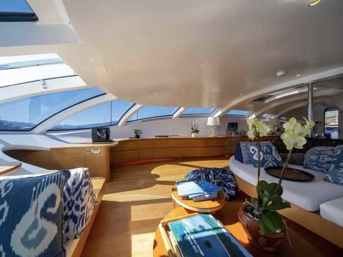 The yacht features lots of custom materials — including lightweight oak cabinetry — to decrease weight and improve fuel efficiency.