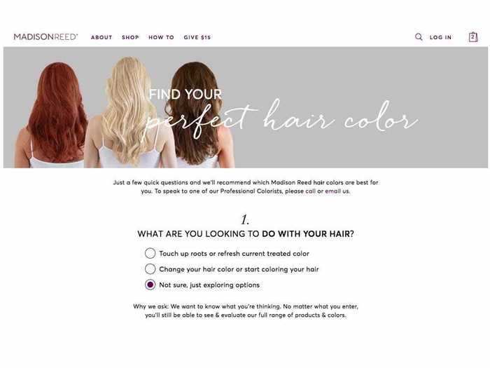 The color quiz guides you to the right shade for your hair.