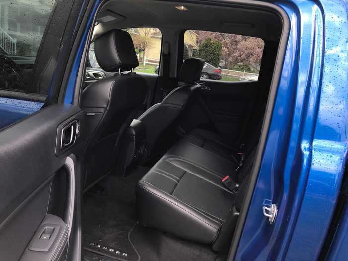 The rear bench seat is snug. Overall, the Ranger