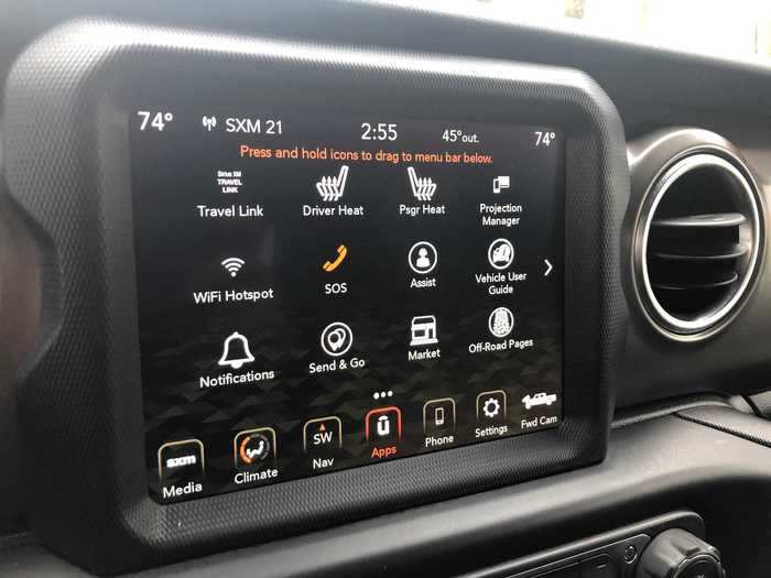 Like other infotainment systems on the market, it comes with a suite of apps. My Gladiator also included an Alpine audio system that sounds fine, if less than premium.