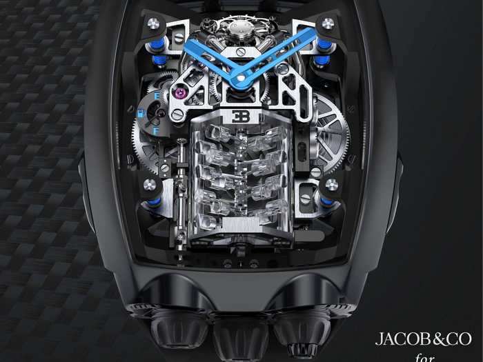 Jacob & Co. has partnered with Bugatti to release a supercar-themed watch with a miniature Bugatti engine inside.