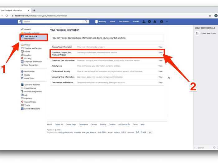 Under Settings, select "Your Facebook Information" from the menu on the left. If the tool is available to you, you