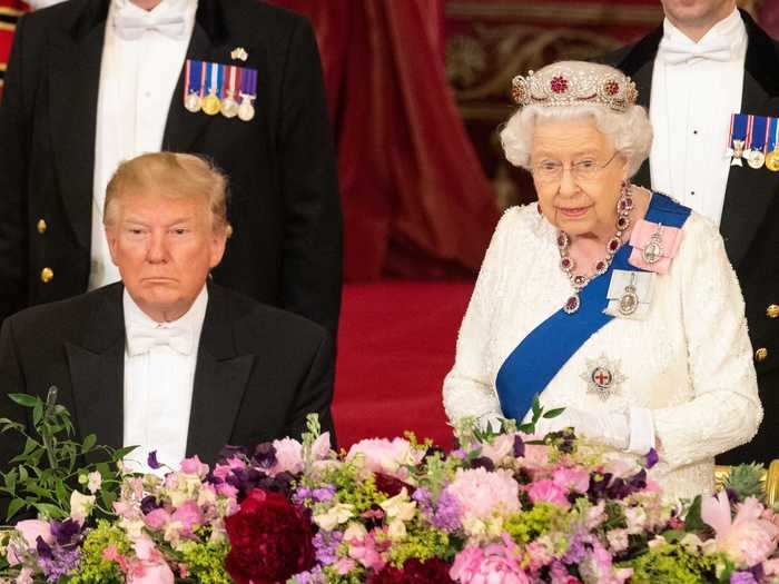 People speculated that Queen Elizabeth shaded President Donald Trump with her tiara that guards against "evil" on his most recent visit to the UK.