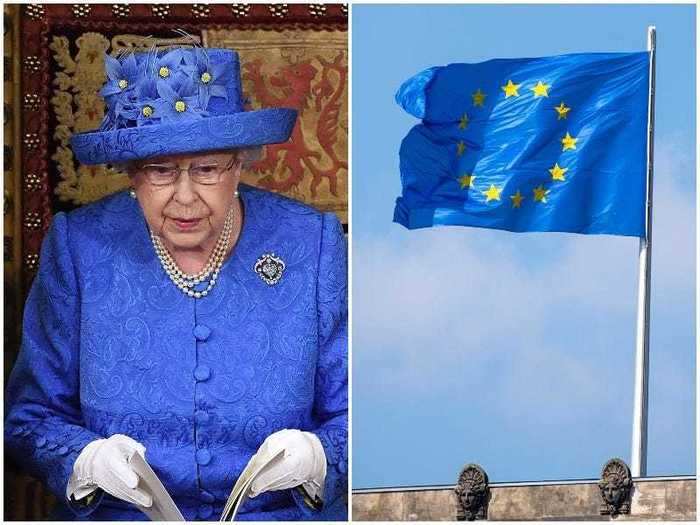 The Queen could have been making a subtle statement about opposing Brexit with her hat reminiscent of the European Union flag.