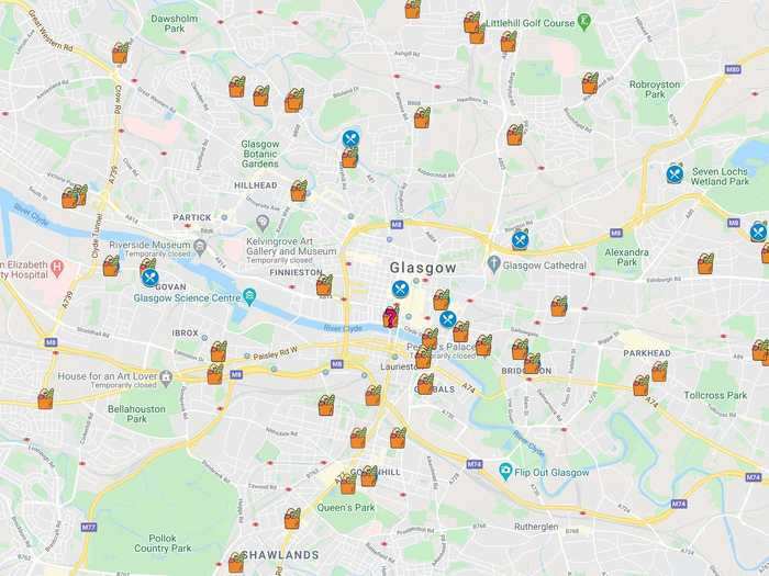 A nonprofit in Scotland mapped out food banks and places to get free meals around Glasgow.