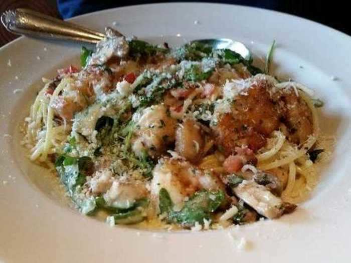 Bistro shrimp pasta is a great combination of seafood and veggies.