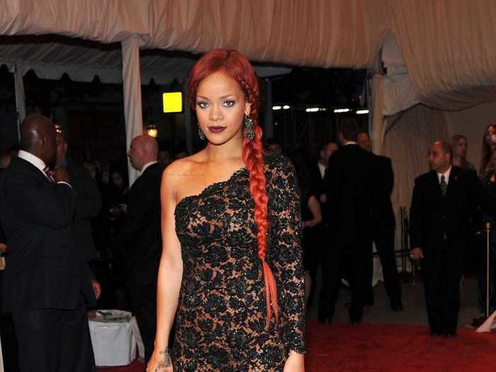 In 2011, Rihanna attended her third Met Gala wearing a sheer black gown with a floral print.