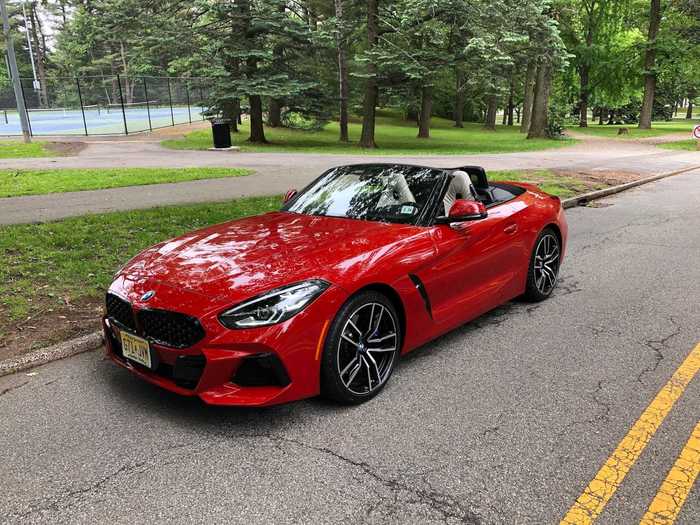 The BMW Z4 I reviewed tipped the cost scales at $64,000. Base is $50,000. The 2.0-liter, twin-turbo four-cylinder in our sDrive30i trim level makes 255 horsepower and an impressive 295 pound-feet of torque. That grunt from the small motor had us fooled that we might be driving the 3.0-liter inline six that