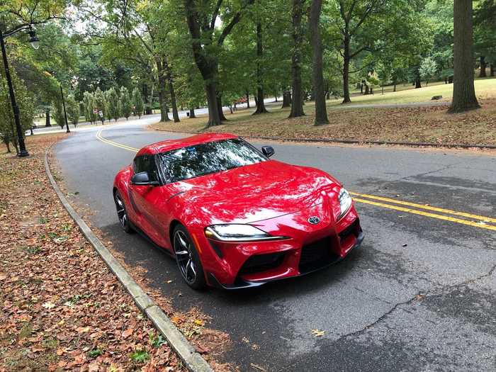 The 2020 GR Toyota Supra I tested arrived in a "Renaissance Red" paint job and with an as-tested price of $56,220, a bit of a premium over the $49,990 base model.