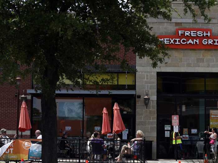 At Costa Vida Mexican restaurant in Colleyville, Texas, diners were already spotted eating on the outdoor patio earlier this week in advance of the statewide reopening. The city independently relaxed its social distancing rules earlier this week.