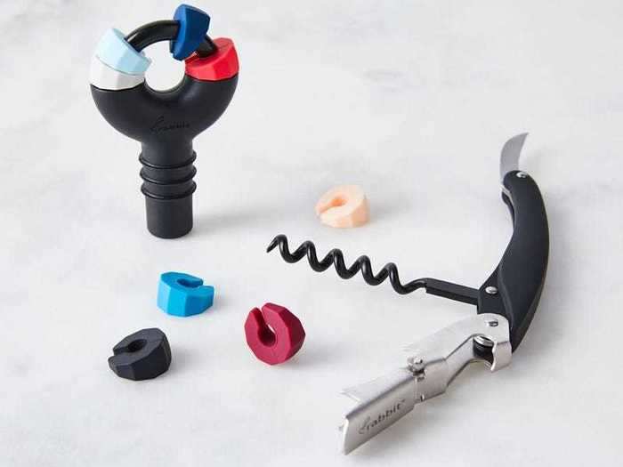 A corkscrew and wine stopper set