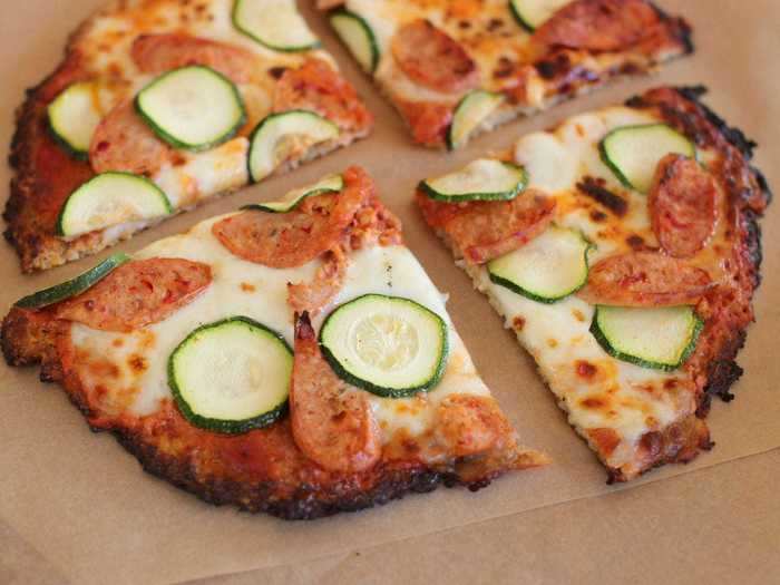 A Cauliflower pizza crust is a lower-calorie option.