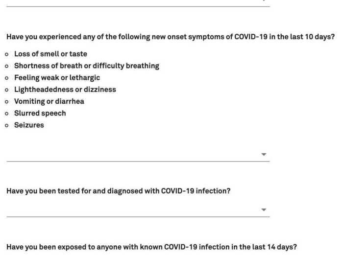 First, I went onto the Quest Diagnostics website and filled out a quick questionnaire to see if I qualified for the test. I answered no to all of these.