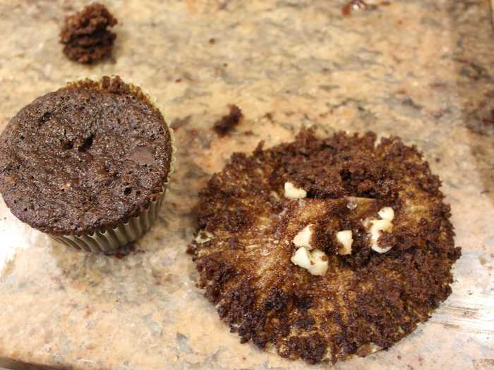 The chocolate chips had also sunk to the bottom of the cupcakes.