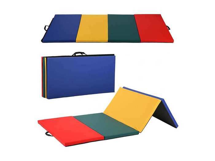 A tumbling mat that folds easily for storage