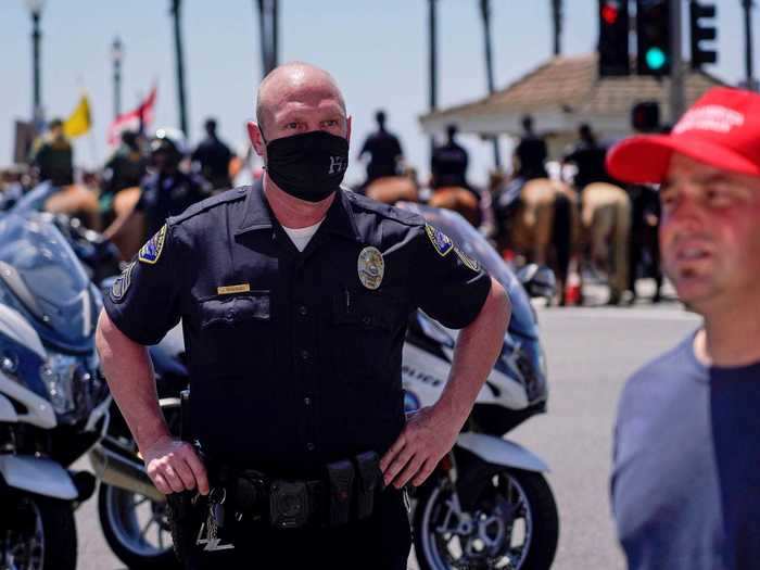 Police were also on hand to monitor the protest.