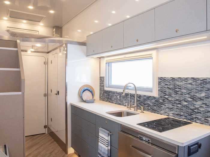 For the RV enthusiasts who also double as foodies, the Pangea has a kitchen with every traditional kitchen amenity.