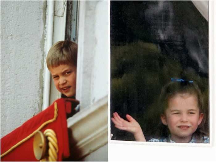 Never camera shy, Charlotte has also been known to sneakily peer out of a Buckingham Palace window to wave at the public, like her father once did.