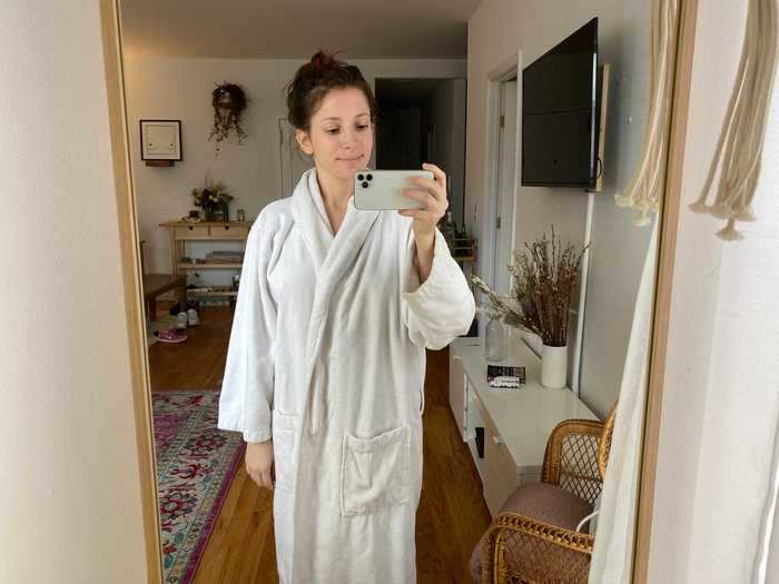 The first thing I did was put on a robe to get myself in the spa mood.